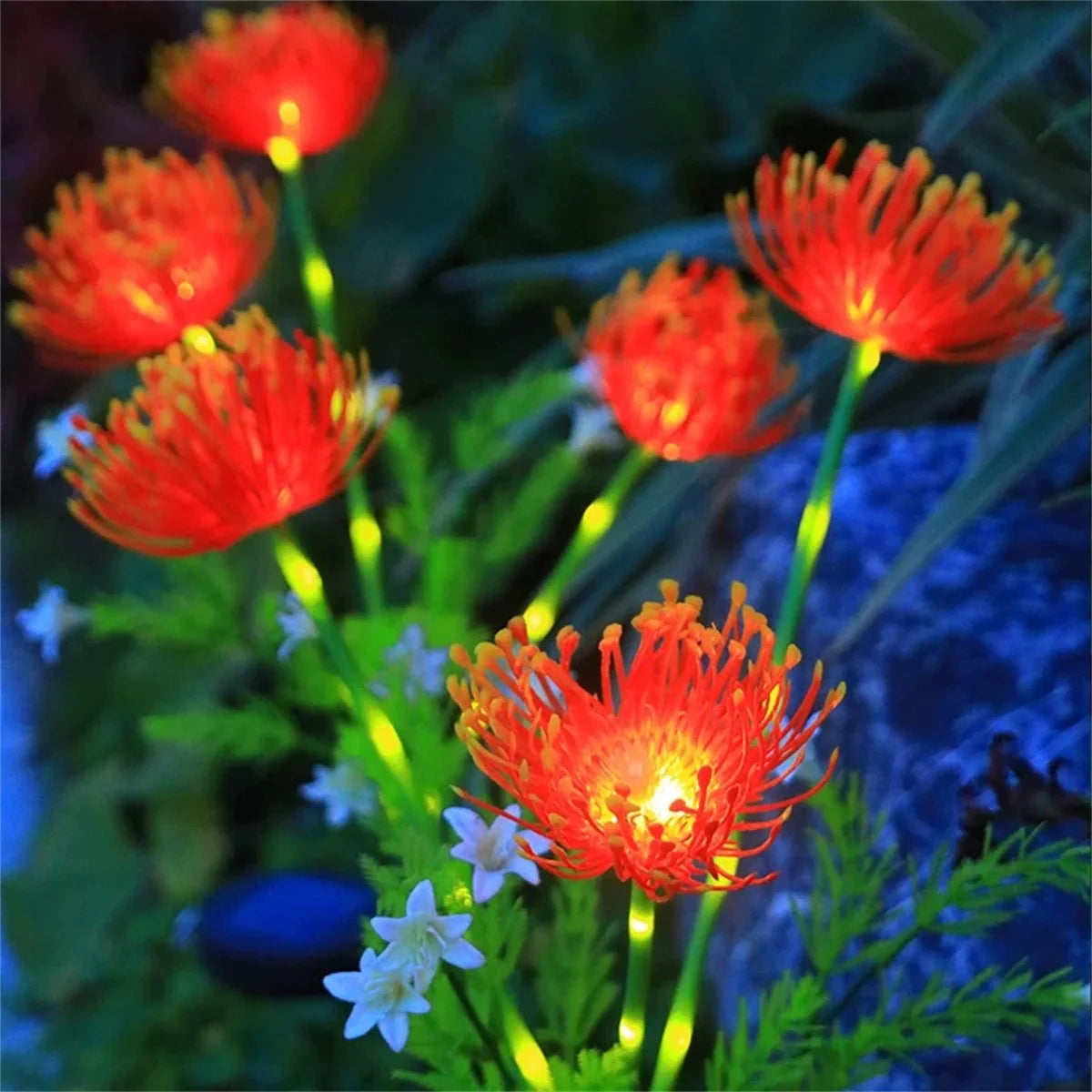 décoration extérieure fleur lumineuse rose blanche verte moderne clips rechargeableextérieur