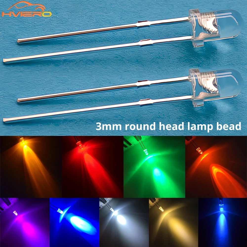 diodes led ronde 3mm bleu vert rouge blanc chaud jaune blanc rose violet orange