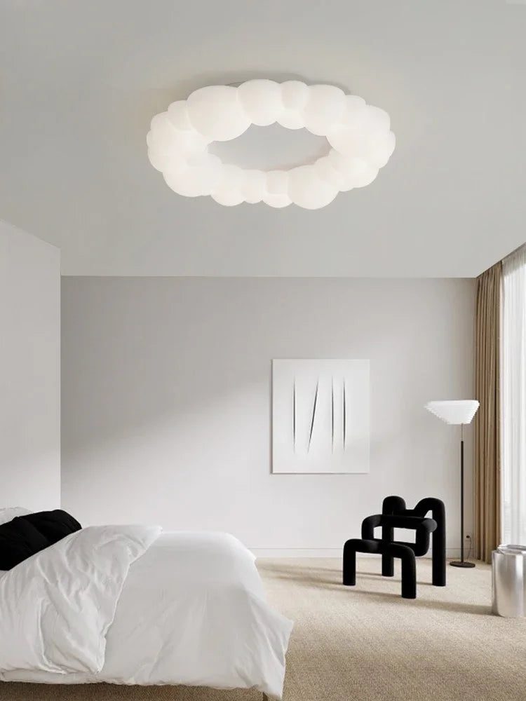 Suspension lumineuse moderne blanc billes arrondies opacité salon chambre étude led 249 2000lm