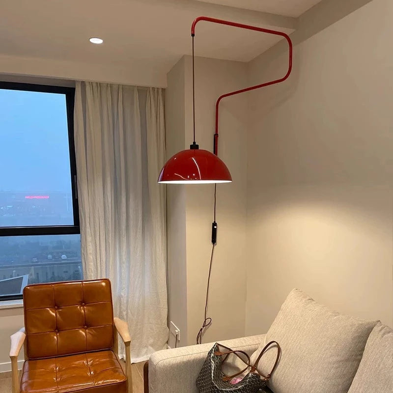 lampe murale rouge moderne bras articulé éclairage quotidien led scandinave fixée mur
