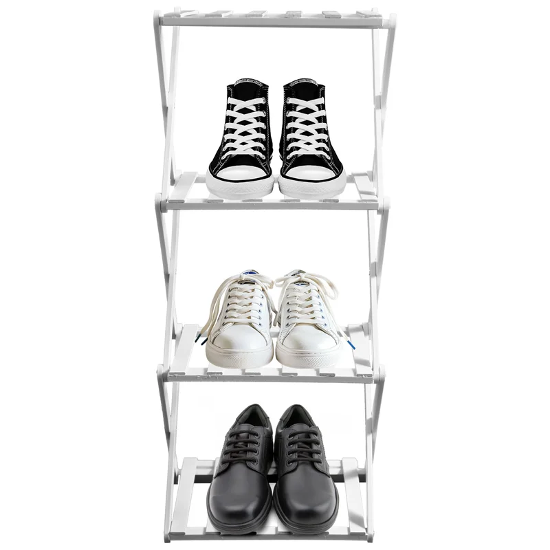 étagère chaussures pliante blanche moderne plusieurs niveaux rangement vis fixations minimalistes compacte