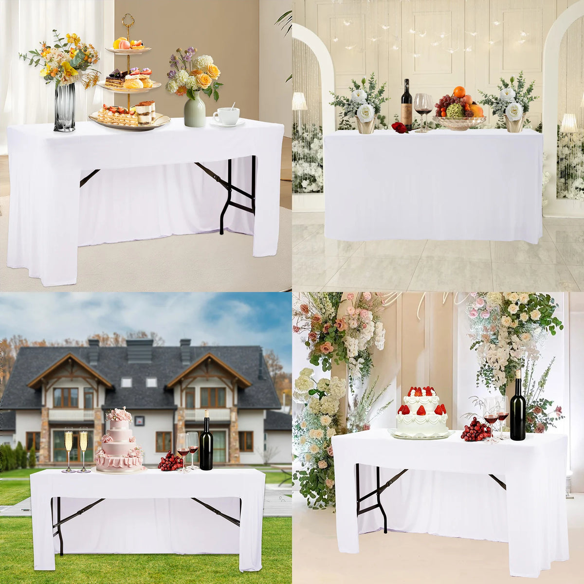 nappe table événementielle blanche 183x76cm polyester lisse classique mariage festivité