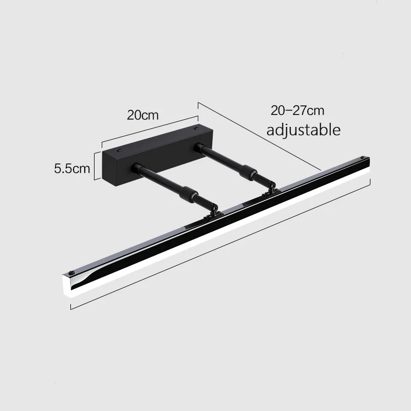 lampe salle bains moderne rétractable led argenté noir mur fixe 249 2000lm 90 260v
