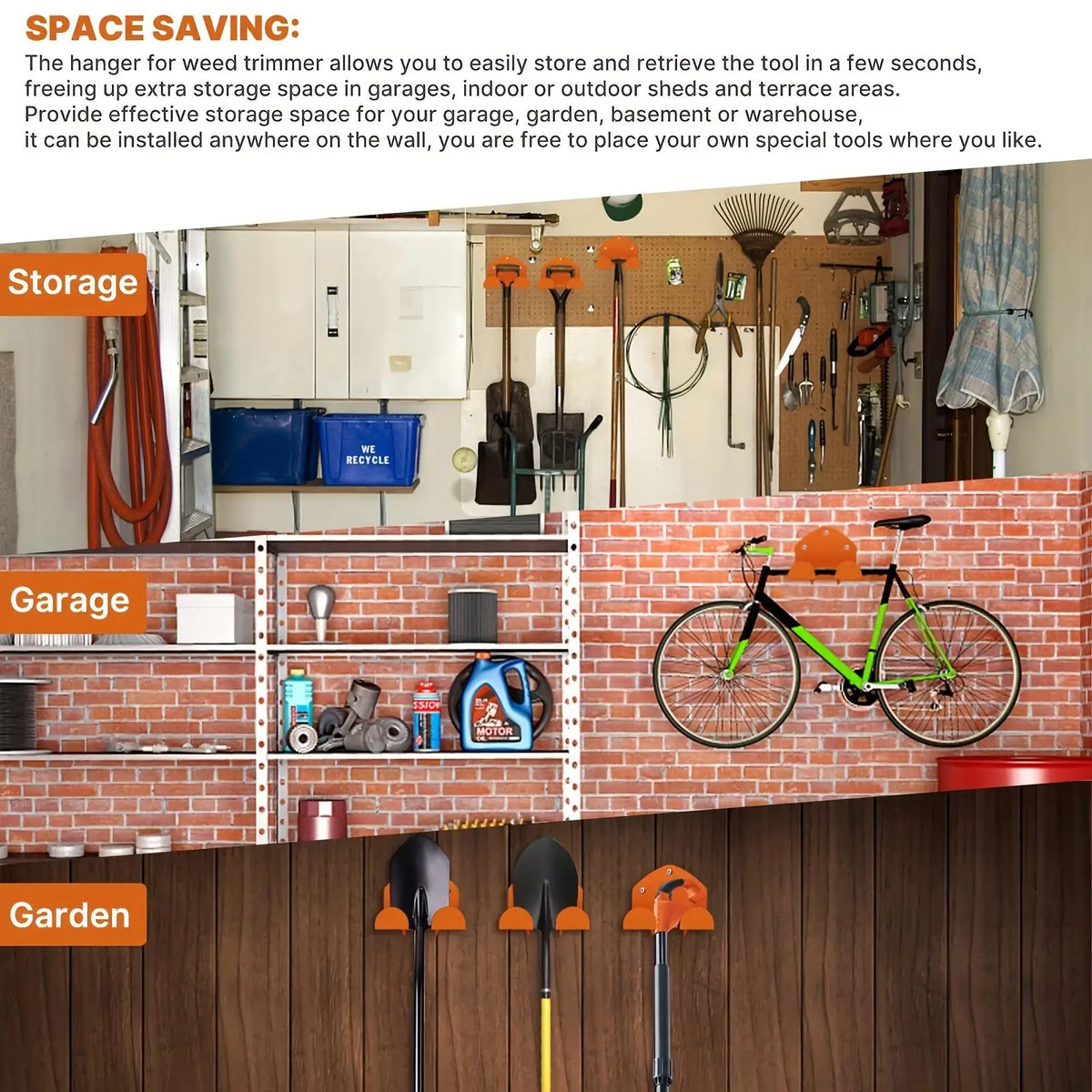 support mural outil jardin coupe bordures orange vif fixations vis inclusoutil électrique outils manuels