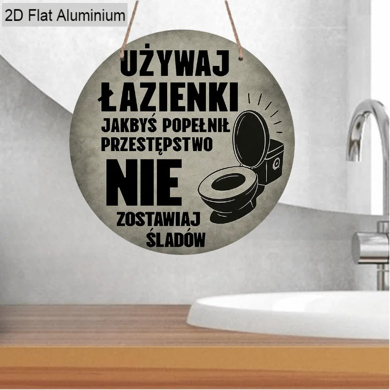 plaque décorative 2d aluminium gris toilette noire salle bain rétro