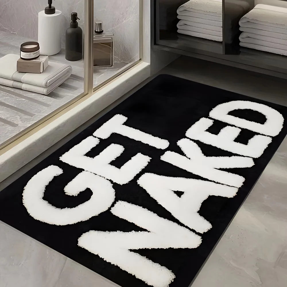 tapis bain antidérapant moderne get naked cerises noir blanc salon salle bain
