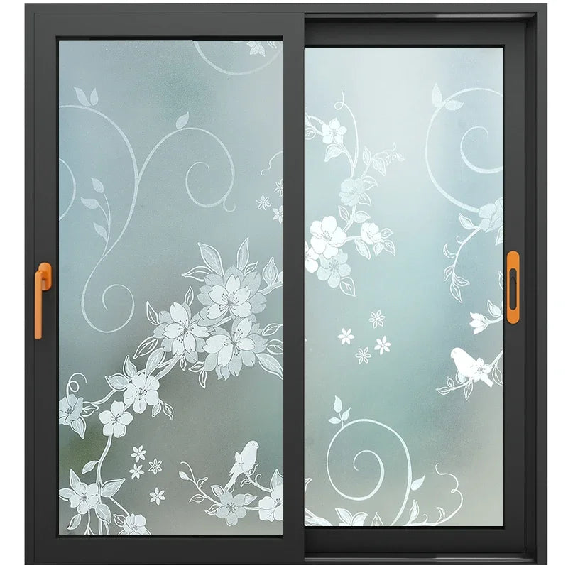 Film fenêtre décoratif floral adhésif moderne gris translucide motifs végétauxOpaque Blanc Feuilles