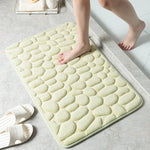 tapis bain antidérapant microfibre blanc texture cailloux moderne absorbant lavable machine doux