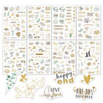 stickers mariage amour floral romantique vintage élégant or rose vert adhésifscriçãoption