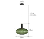 suspension lumineuse or vert gris moderne rayures horizontales opacité câble noir 13cm 20cm 30cm