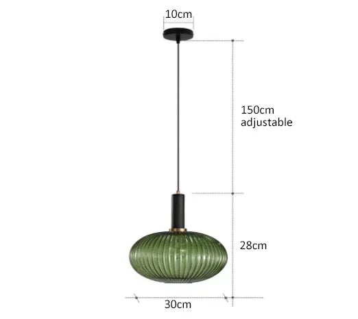 suspension lumineuse or vert gris moderne rayures horizontales opacité câble noir 13cm 20cm 30cm