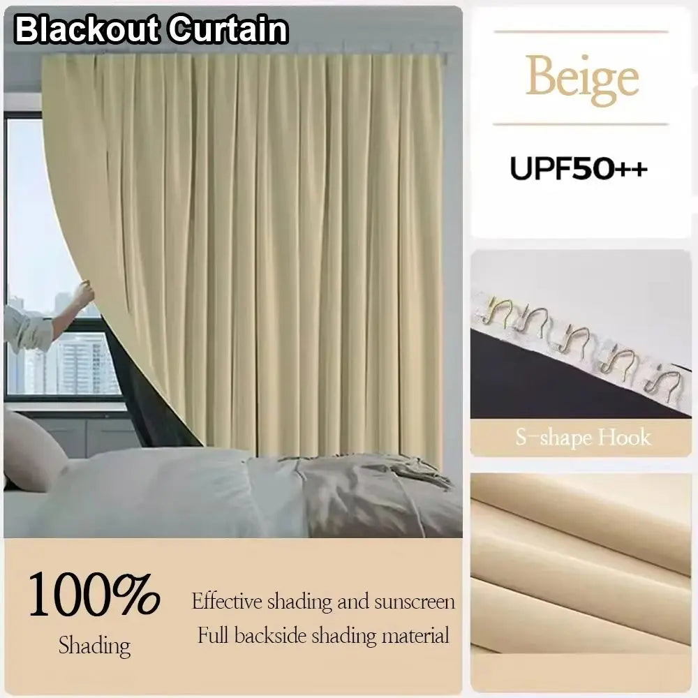 rideau blackout moderne plissé beige noir opacité totale partie transparente tringle crochets inclusion