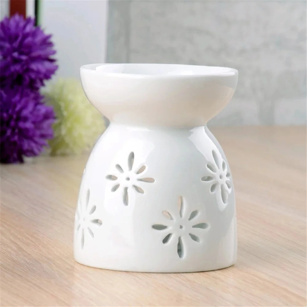 diffuseur huiles essentielles céramique blanc motifs floraux moderne intérieur élégant bougie flacon couvercle