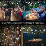 guirlande lumineuse solaire blanc chaud boules translucides moderne clips fixationextérieur ip65 led 37v abs