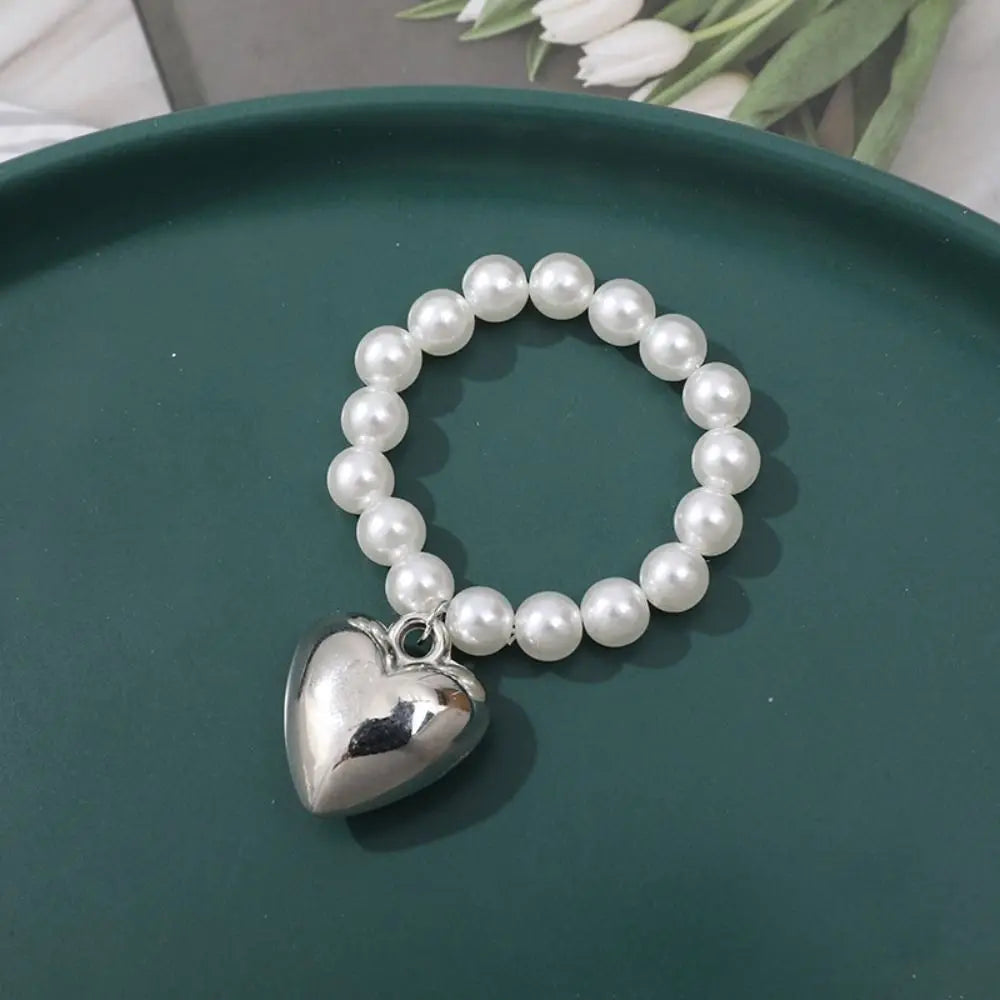 bracelets blanches argent pendentif cœur classique vintage poupées accessoires filles adolescents