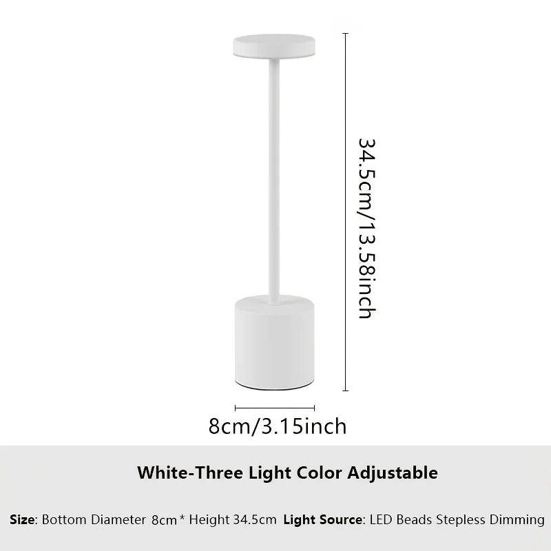 lampe table moderne rechargeable usb couleurs blanc noir doré tactile minimaliste chambre