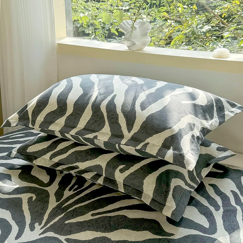 taies d'oreiller fleur bleu violet moderne non toxique polyester respectueux environnement
