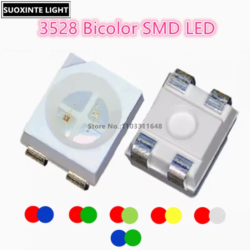 LED SMD bicolor 3528 rouge bleu jaune vert blanc opacité électronique compact étui carton