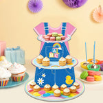 support gâteaux anniversaire enfantin rose bleu lettres arc ciel cupcakes