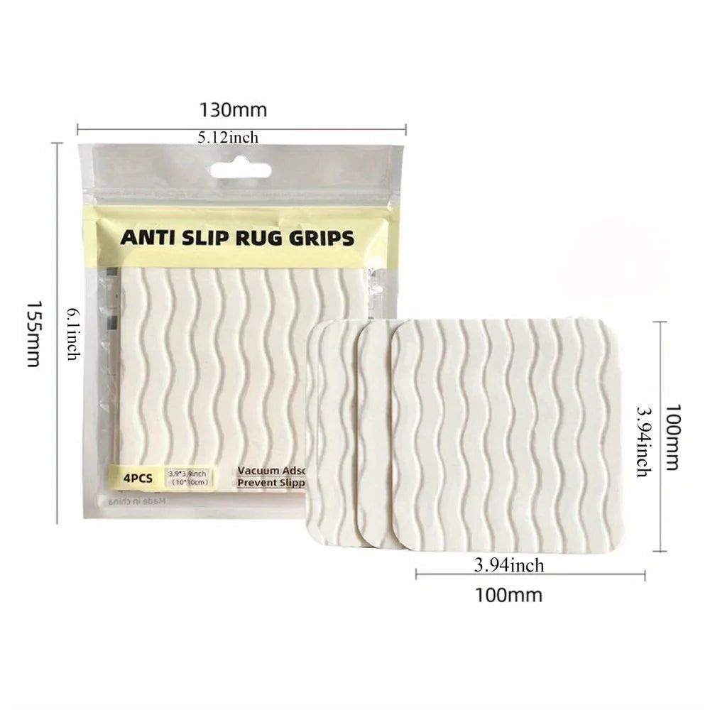 anti dérapants tapis adhésifs blanc noir carrés silicone minimalistes fonctionnels pack 4PCS