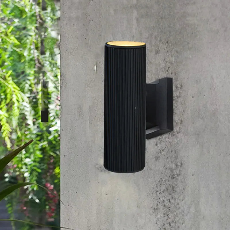applique murale led moderne noir rayures verticales éclairage extérieur résistant l'eau fixations