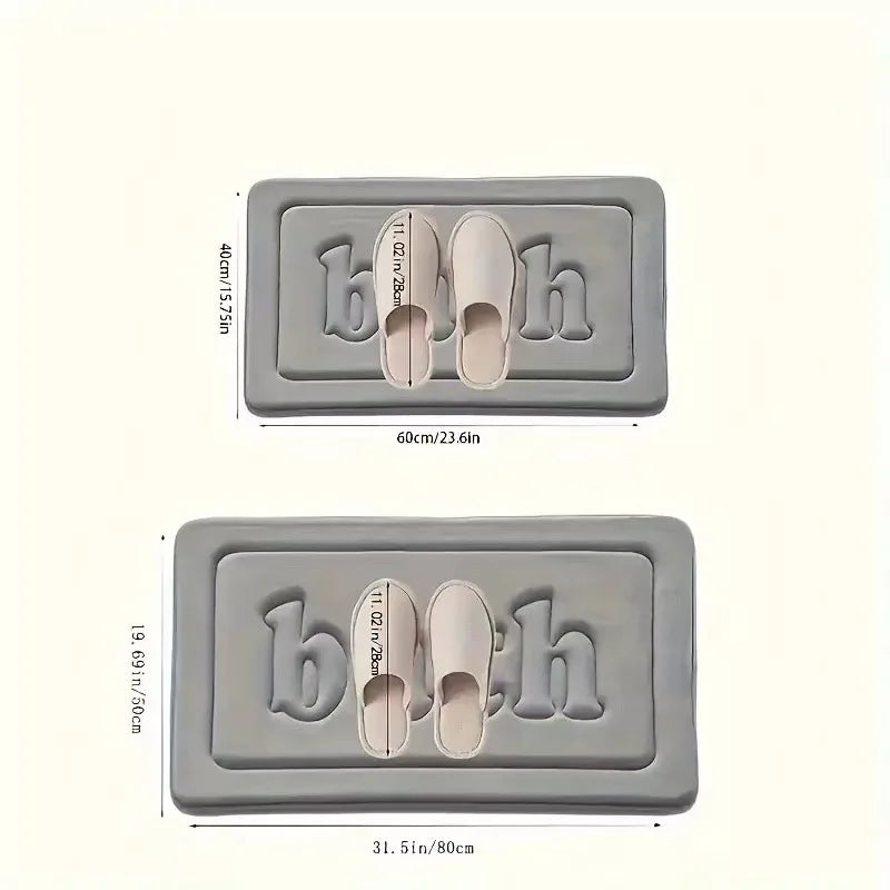 tapis bain moderne gris noir beige bleu marine lettre bath relief polyester antidérapant absorbant