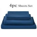 ensemble draps bleu marine profond tissage serré doux moderne minimaliste pièces drap housse plat