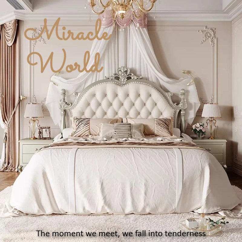 lit blanc tufté classique tiroirs chevet baroque moderne chambre coucher
