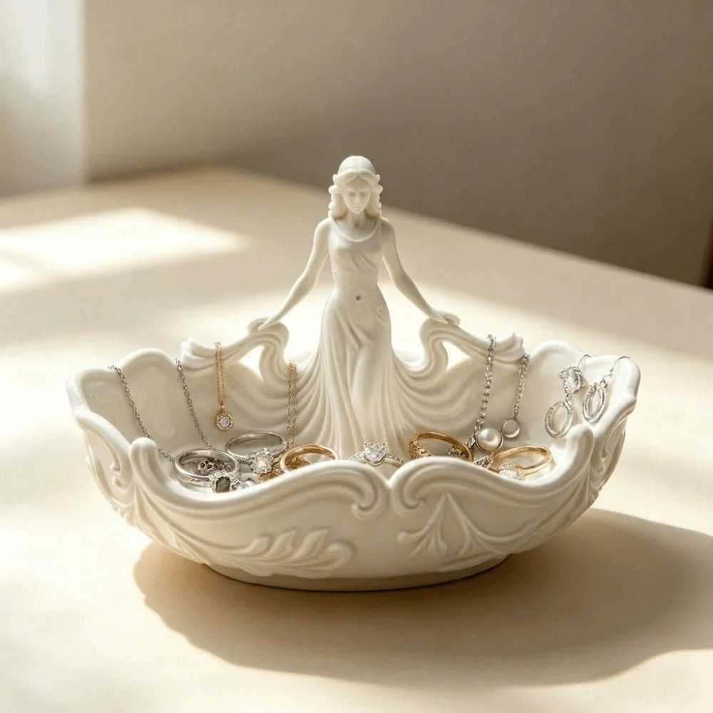 bol décoratif blanc danseuse robe ondulante bijoux rangement classique maison entrée