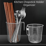 panier acier inoxydable argenté couverts baguettes drainage rapide moderne minimaliste compatible lave vaisselle