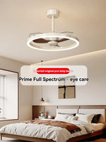 ventilateur blanc noyer moderne led télécommande lumière chaude chambre restaurant