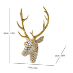 décoration murale tête cerf or blanc noir mosaïque moderne résine fixations murales deco animalier
