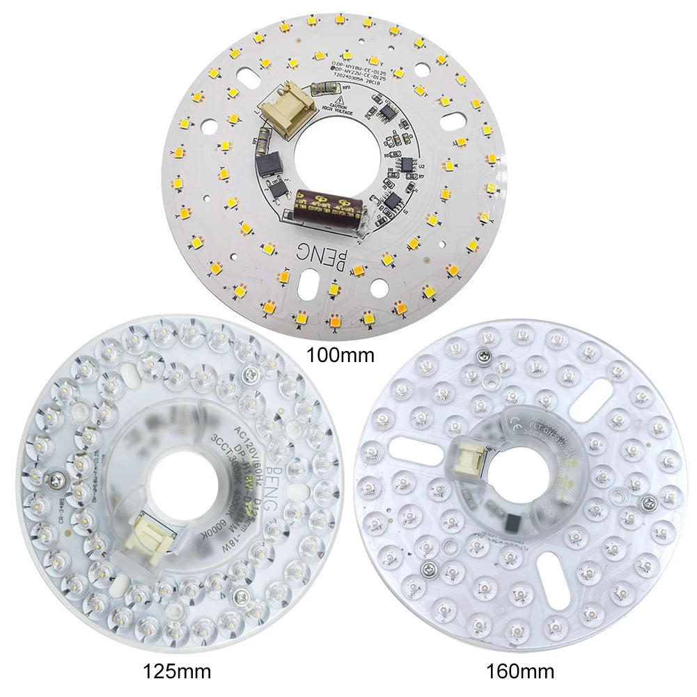 plaque led moderne blanc diodes rond adhésif 100mm 125mm 160mm circuit intégré