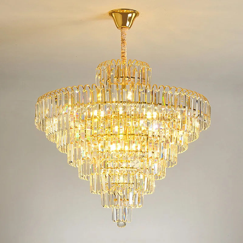 lustre moderne élégant doré cristal transparents suspension salon chambre lumières 4000K 3000K 6000K