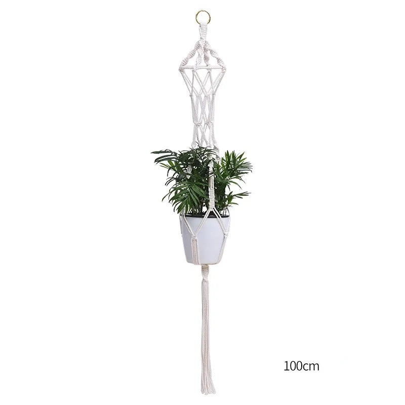 support plante suspendue macramé blanc cassé boho pot fleurs décoration balcon intérieur jardin