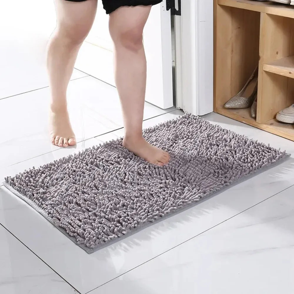 tapis absorbant bouclé gris moderne antidérapant intérieur chat chiens entrée salon