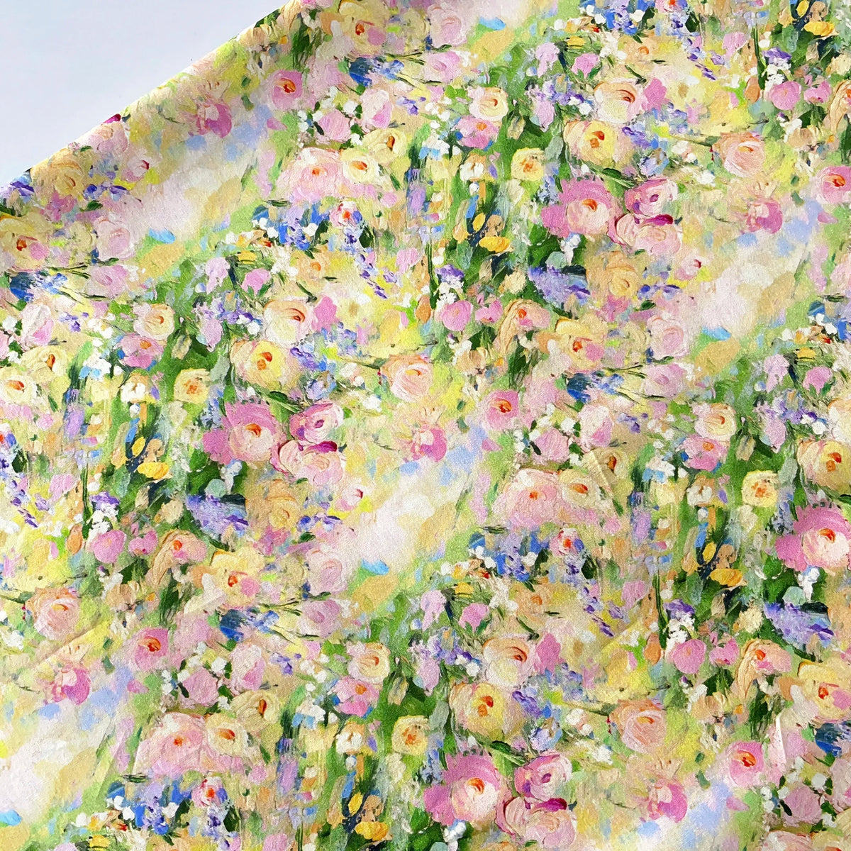 tissu coton imprimé floral motifs marguerites roses peinture huile abstraite digital printing 145cm large