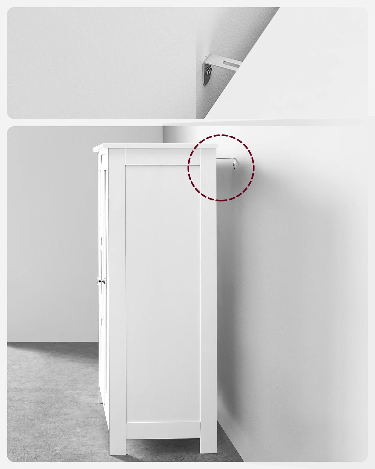 Détail des tiroirs spacieux du meuble de rangement