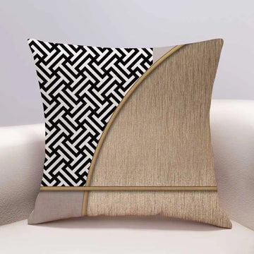 housse coussin carré moderne jacquard beige gris doré 40x40cm 50x50cm déco salon chambre voiture