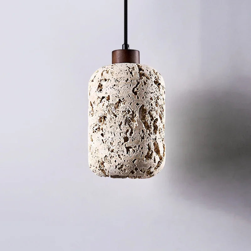 suspension lumineuse moderne pierre texture granulée gris beige noir éclairage ambiance chambre salonhôtel