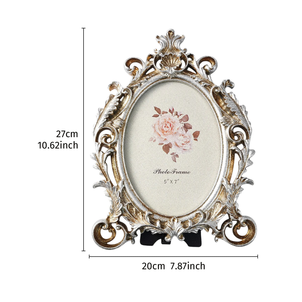 cadre photo doré ornements floraux baroques classique pieds noirsintérieur décoration résine moderne fixations pieds