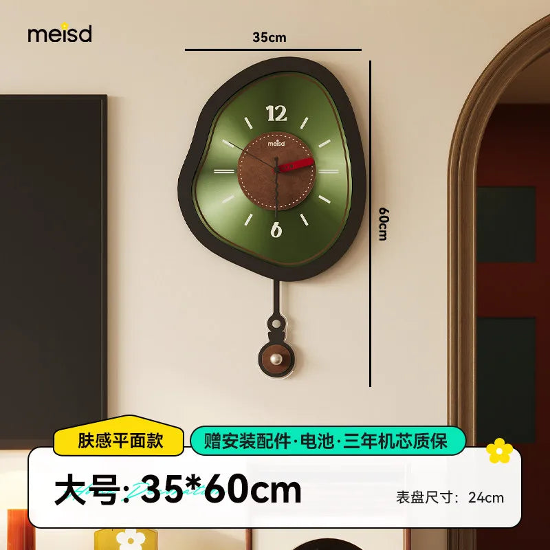 horloges murales modernes vert marron circulaire chiffres blancs pointeurs couleurs opaques fixations