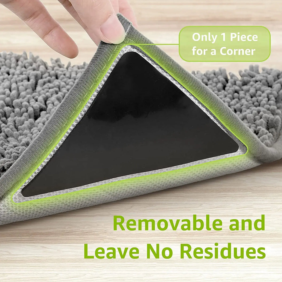 protections d'angle triangulaires adhésives tapis meubles antislip noires grises minimalistes 12pcs poils longs alvéolées