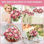 décoration intérieure bouquet fleurs artificielles roses feuilles romantique blanc rose vert mariage anniversaire