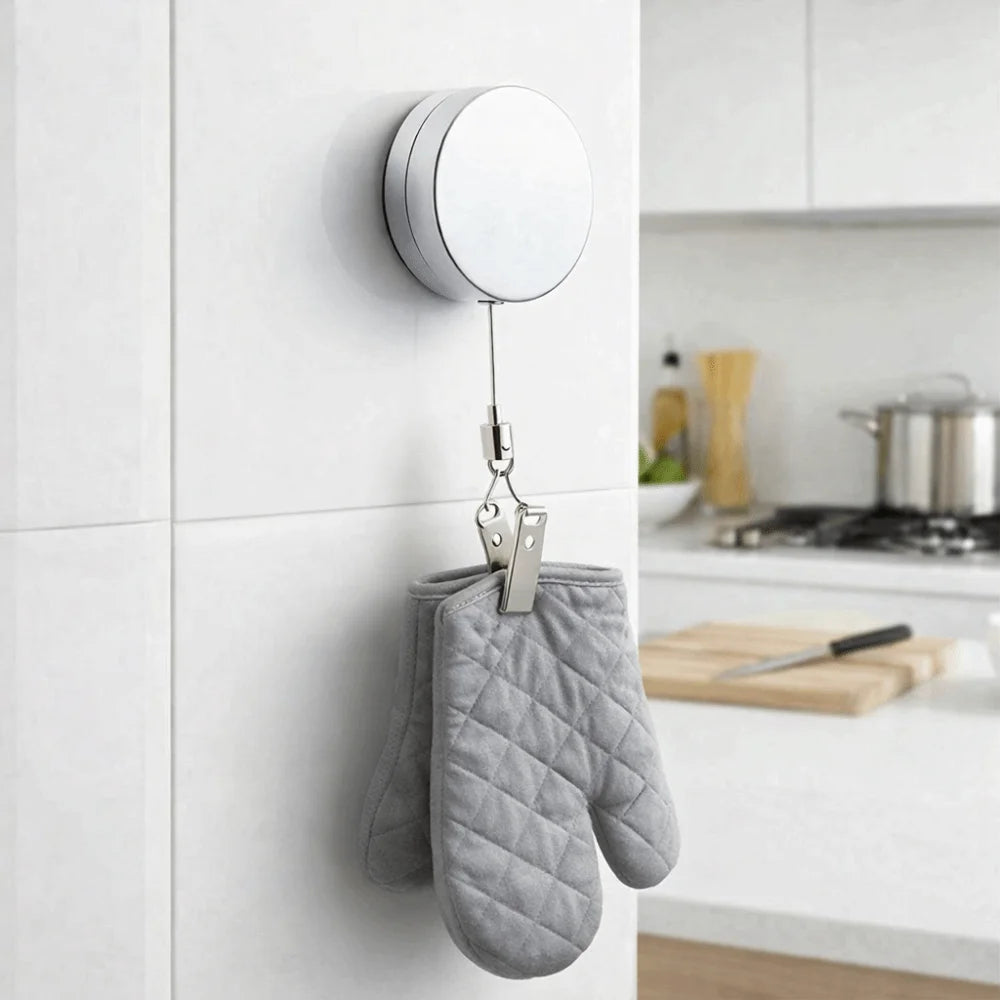 supports muraux rétractables adhésifs linge suspension moderne serviettes gants cuisine clips métal couteau cuillère