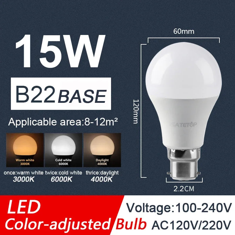 ampoule led 8w 24w e27 b22 blanc moderne flux lumineux 500 999 lumens