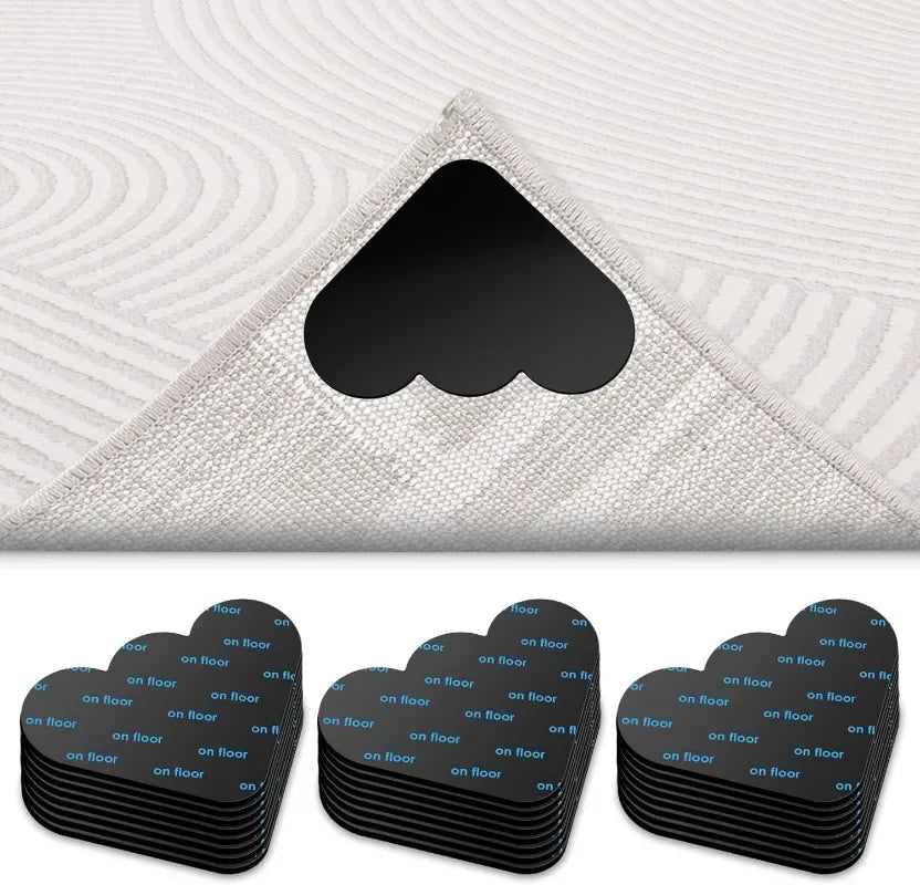 tapis sol antidérapant réutilisable lavable adhésif moelleux géométrique moderne gris noir
