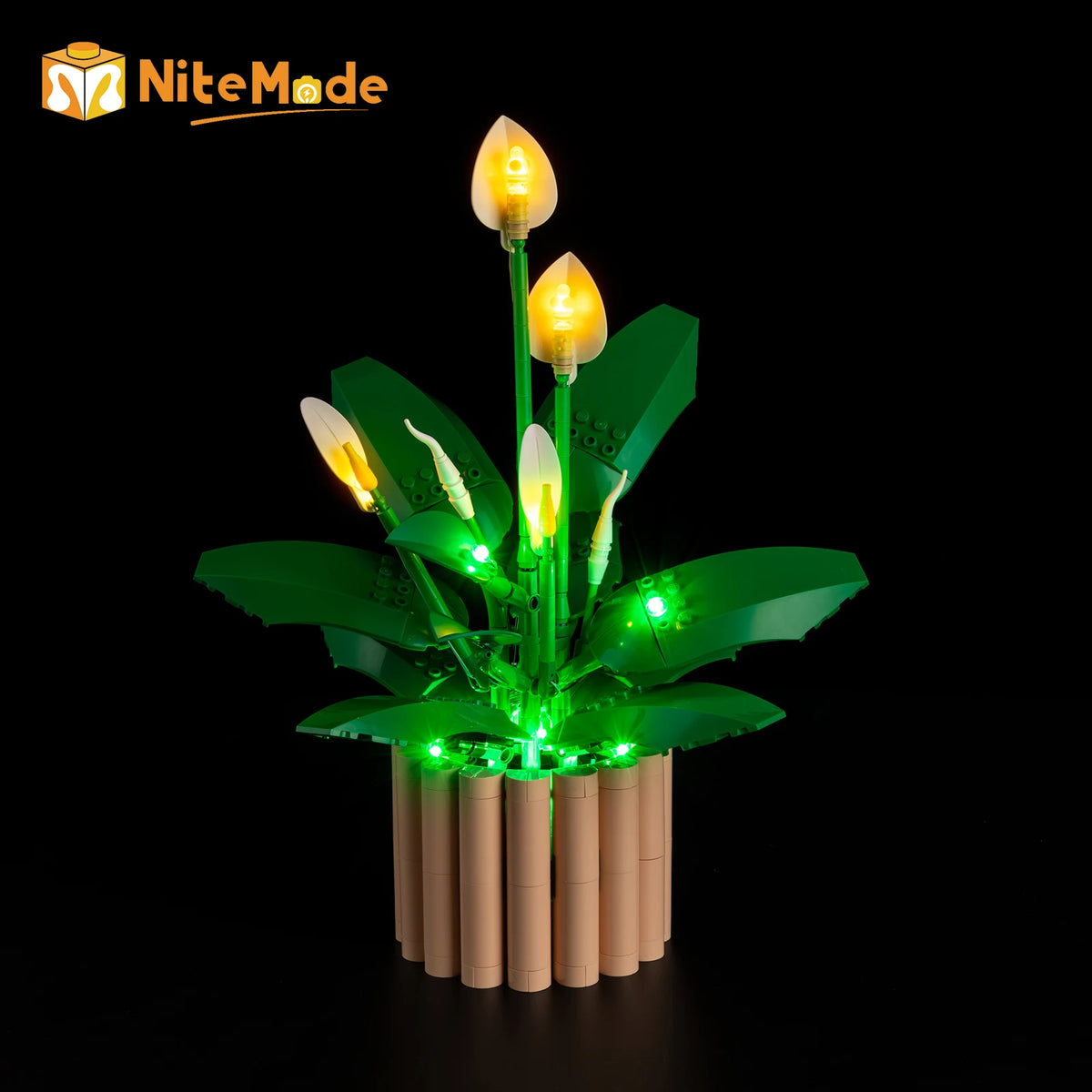 plante artificielle lumineuse feuilles larges éclairage led moderne décoration base vase cable usb