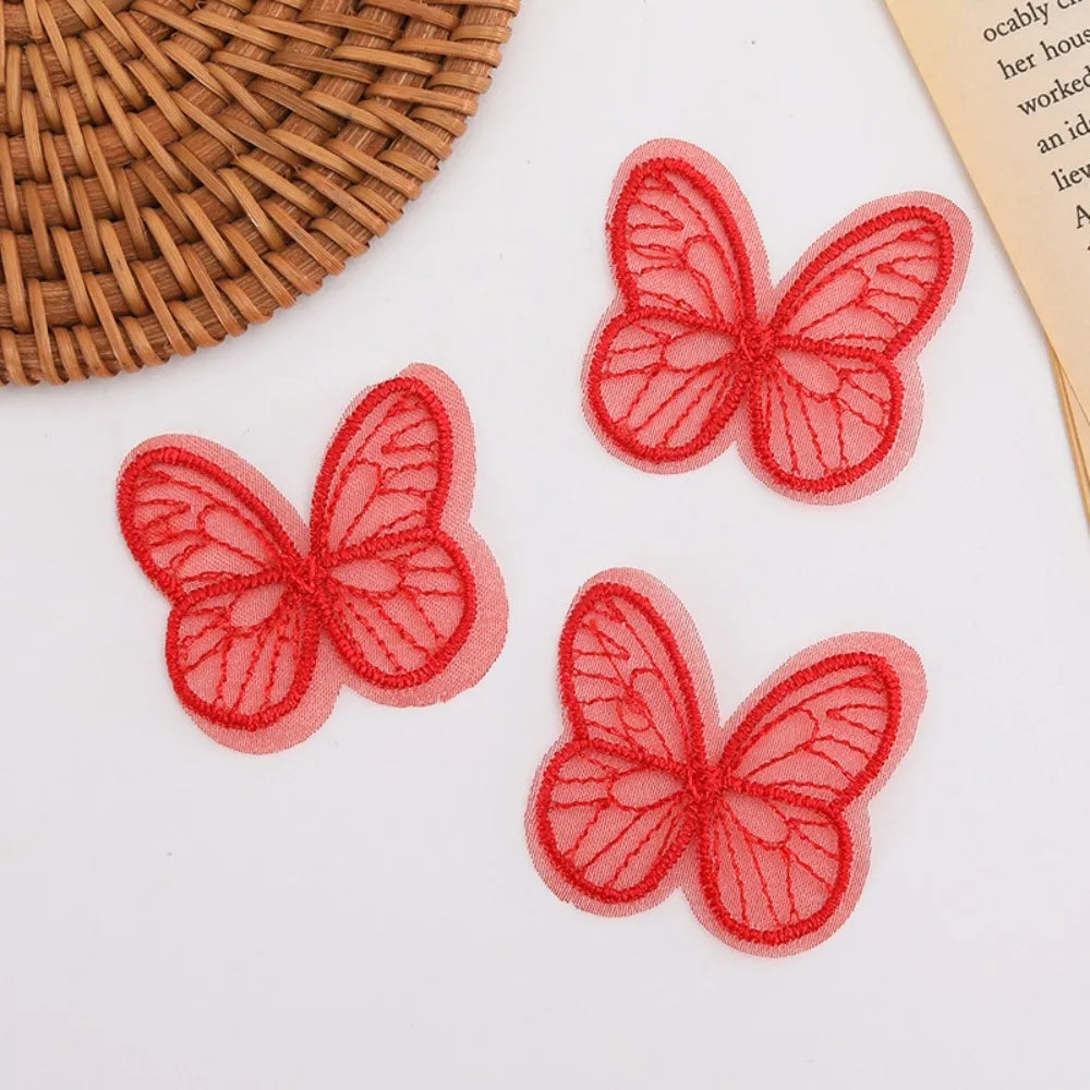 appliques papillon dentelle brodée transparentes couleurs variées polyester 4.5cm 4.0cm DIY trims patches oniriques