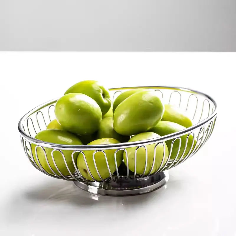 corbeille fruits argentée filetée moderne acier inoxydable respectueuse l'environnement utilisation multiple
